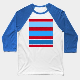 Blue and Red Nautical Wide Stripes Baseball T-Shirt